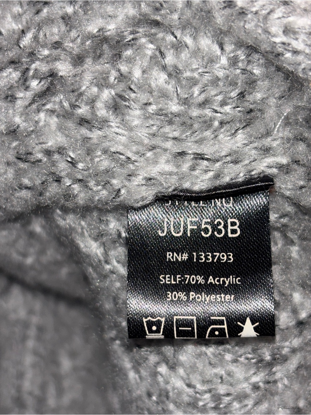 POL Gray Chunky Knit Open Cardigan Sweater with Brown Trim, size Large - Picture 5 of 9